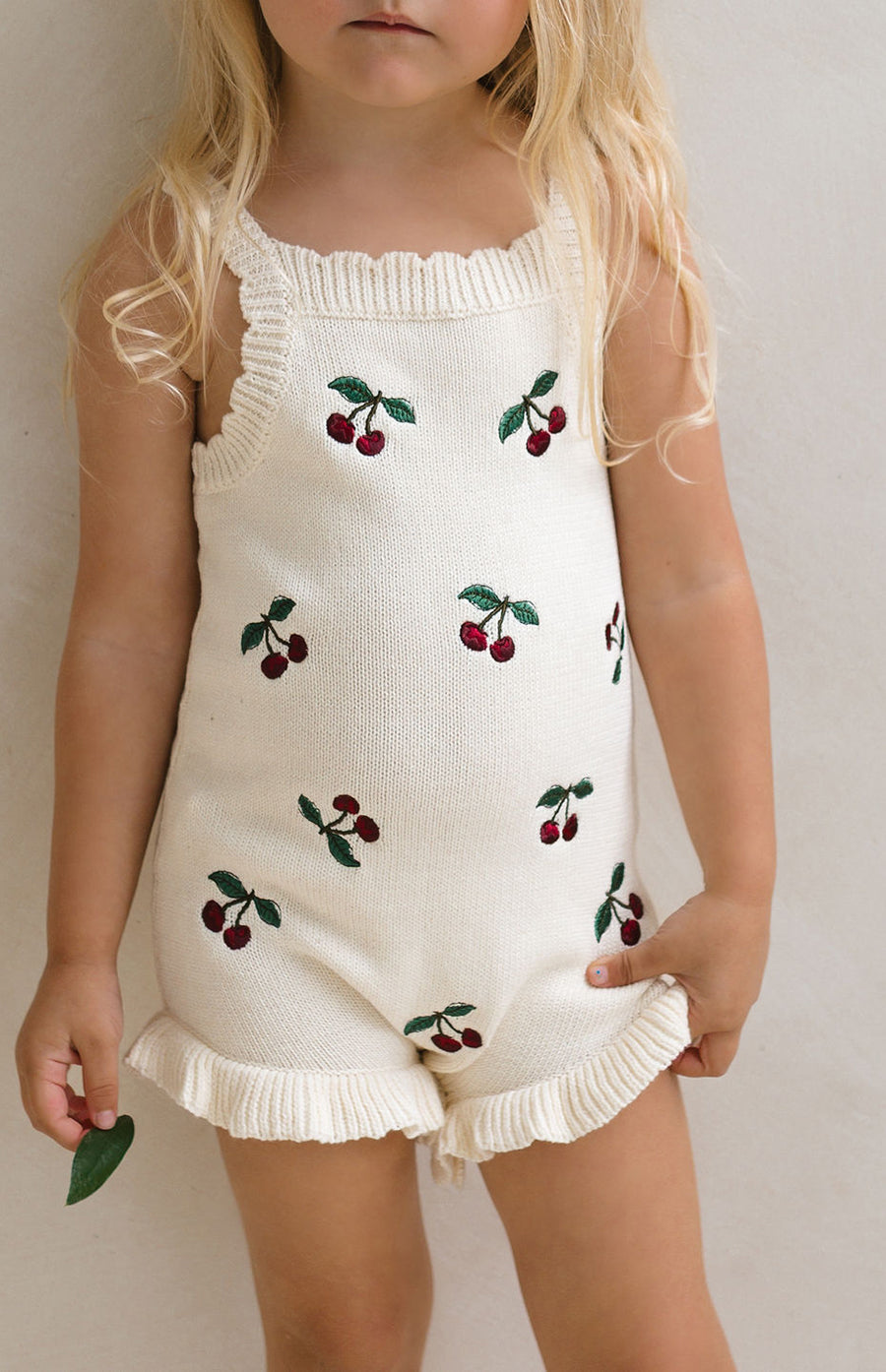 CHERRY KNIT ROMPER