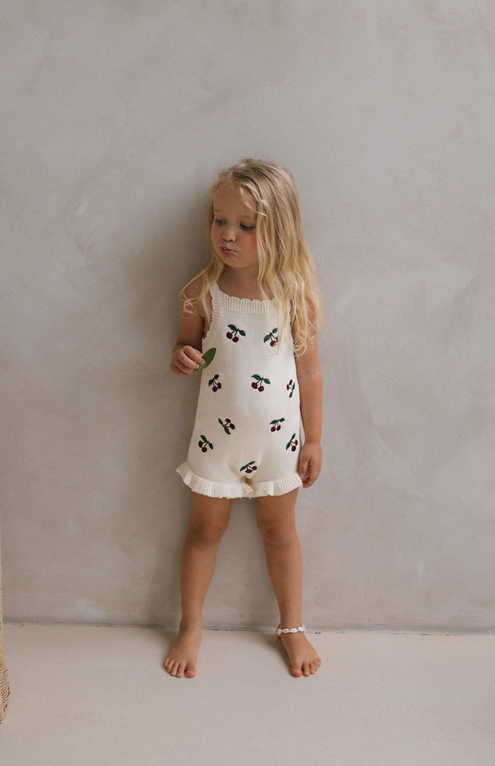 CHERRY KNIT ROMPER