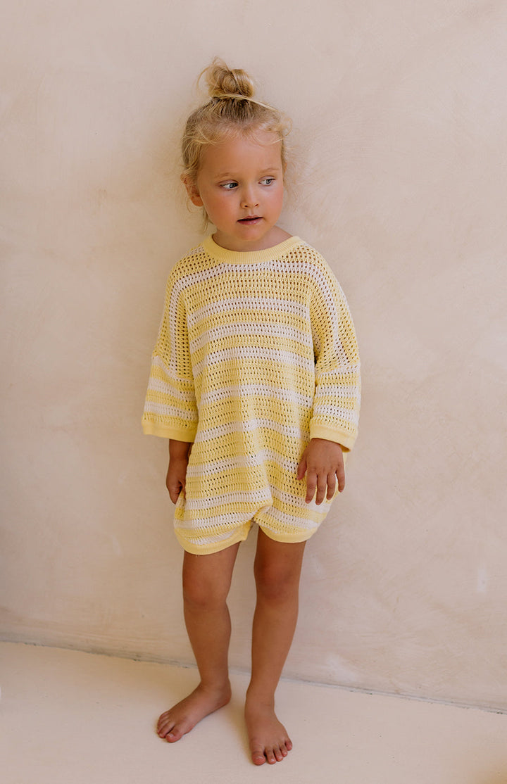 BUTTERCUP STRIPE CROCHET ROMPER