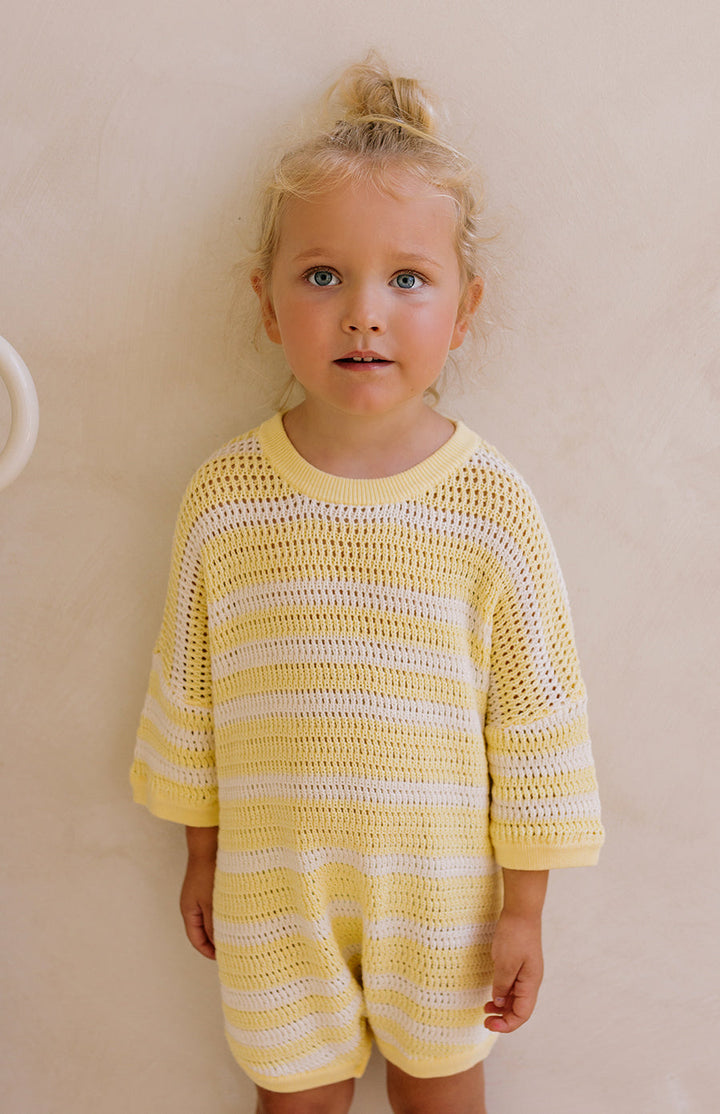 BUTTERCUP STRIPE CROCHET ROMPER