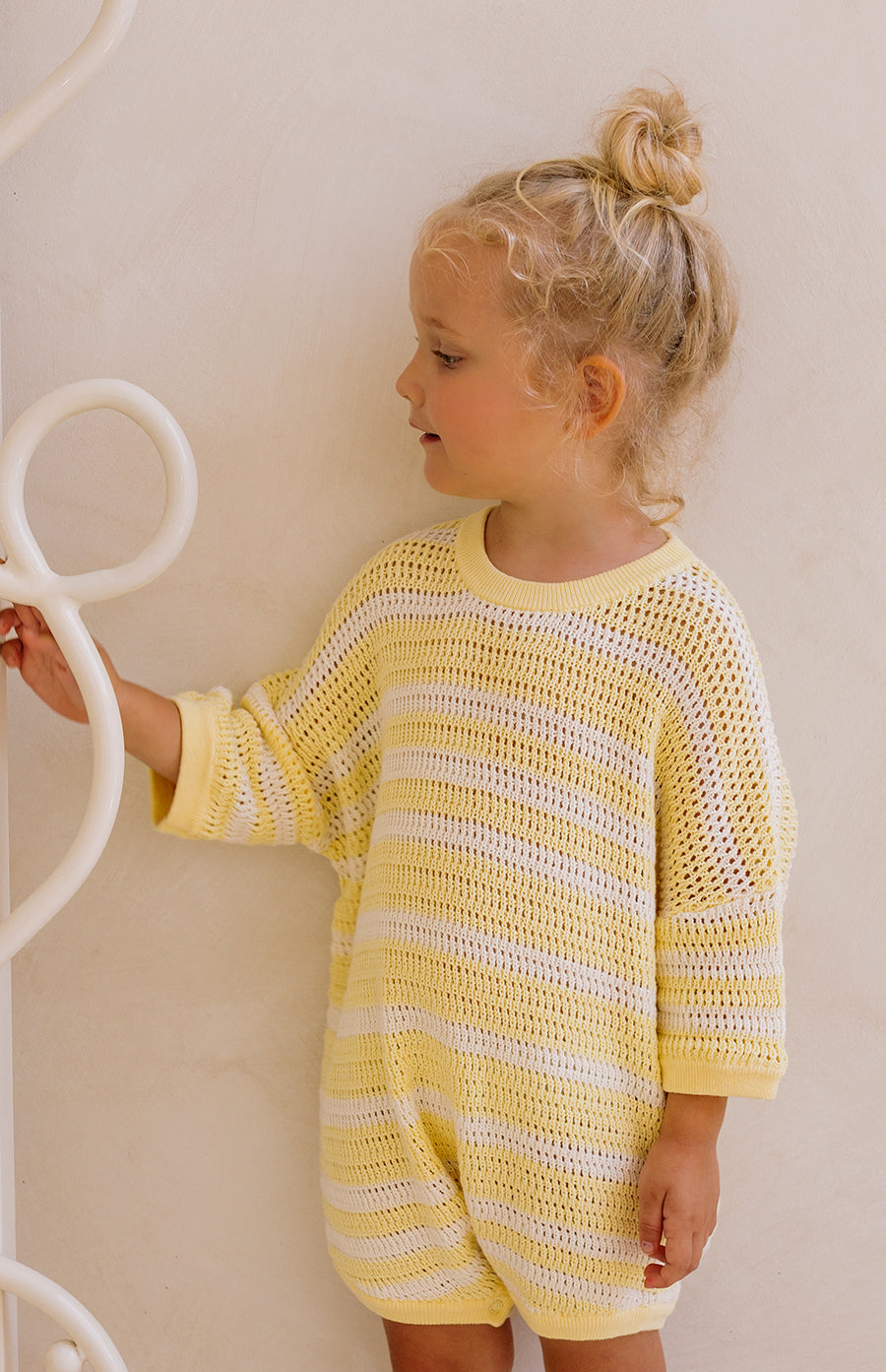 BUTTERCUP STRIPE CROCHET ROMPER