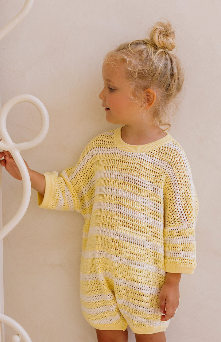 BUTTERCUP STRIPE CROCHET ROMPER