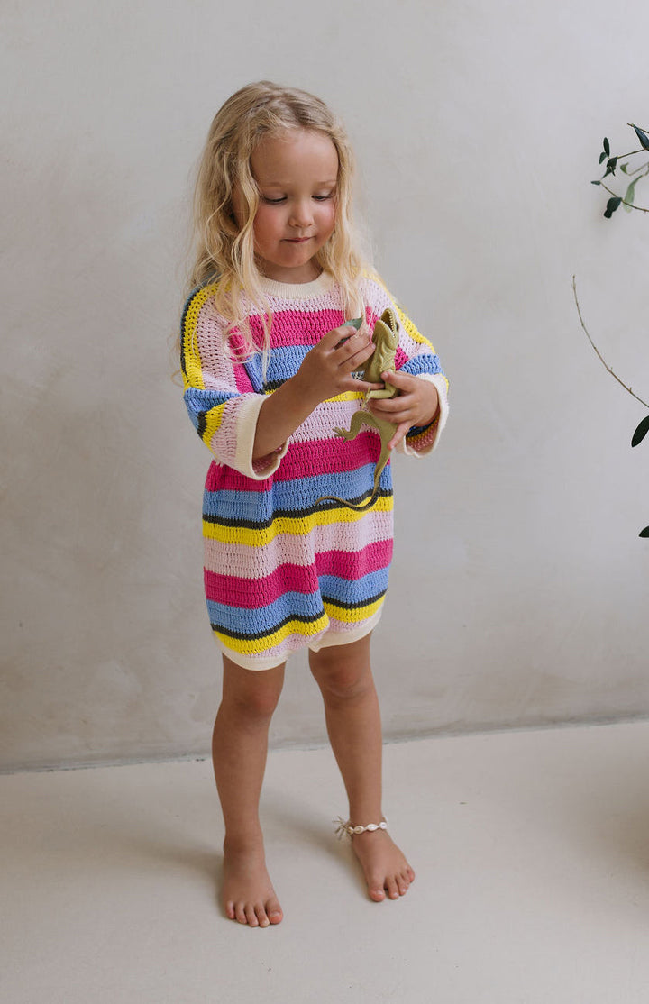 HAVANA STRIPE CROCHET ROMPER