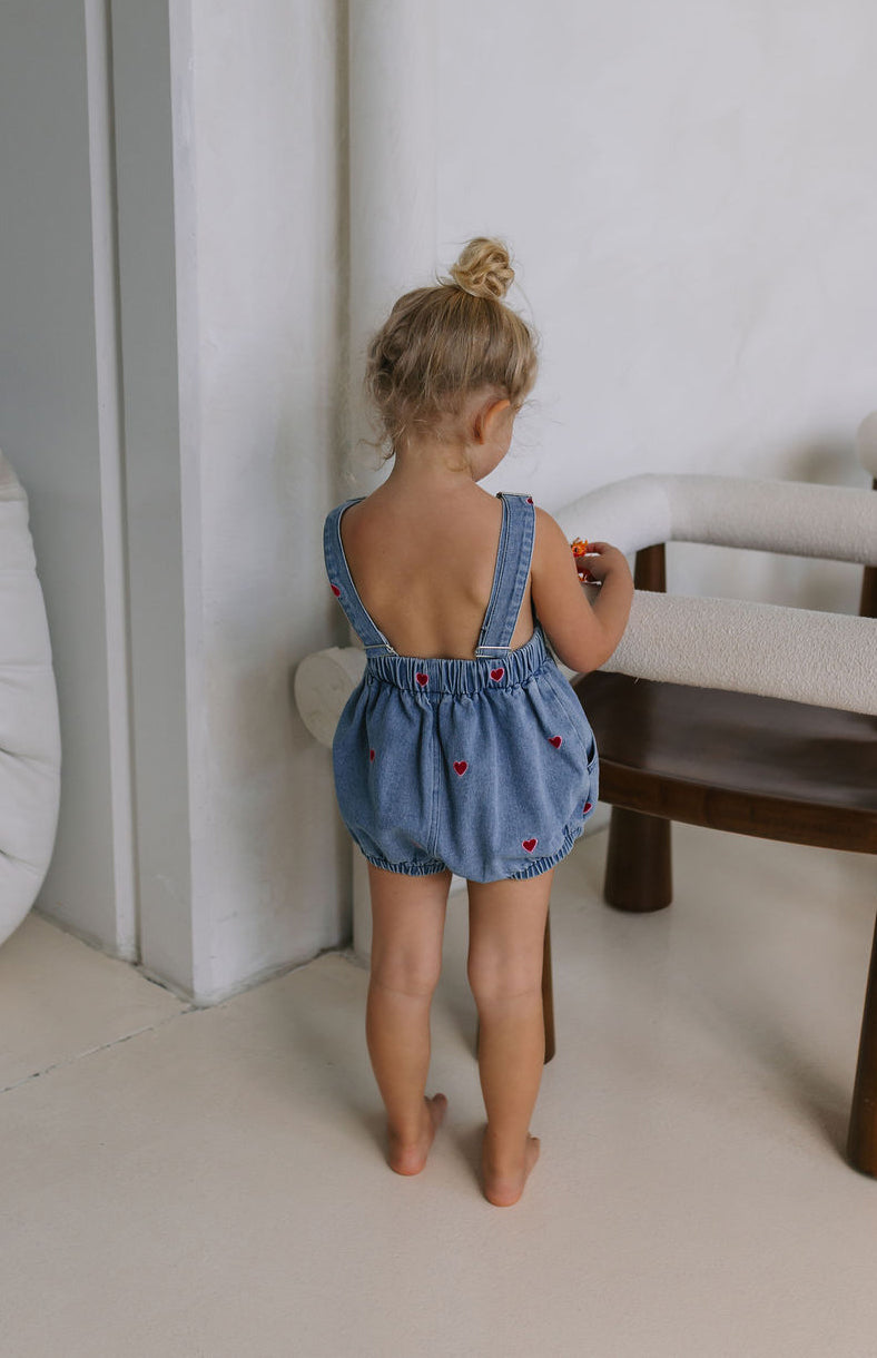 HEART DENIM ROMPER