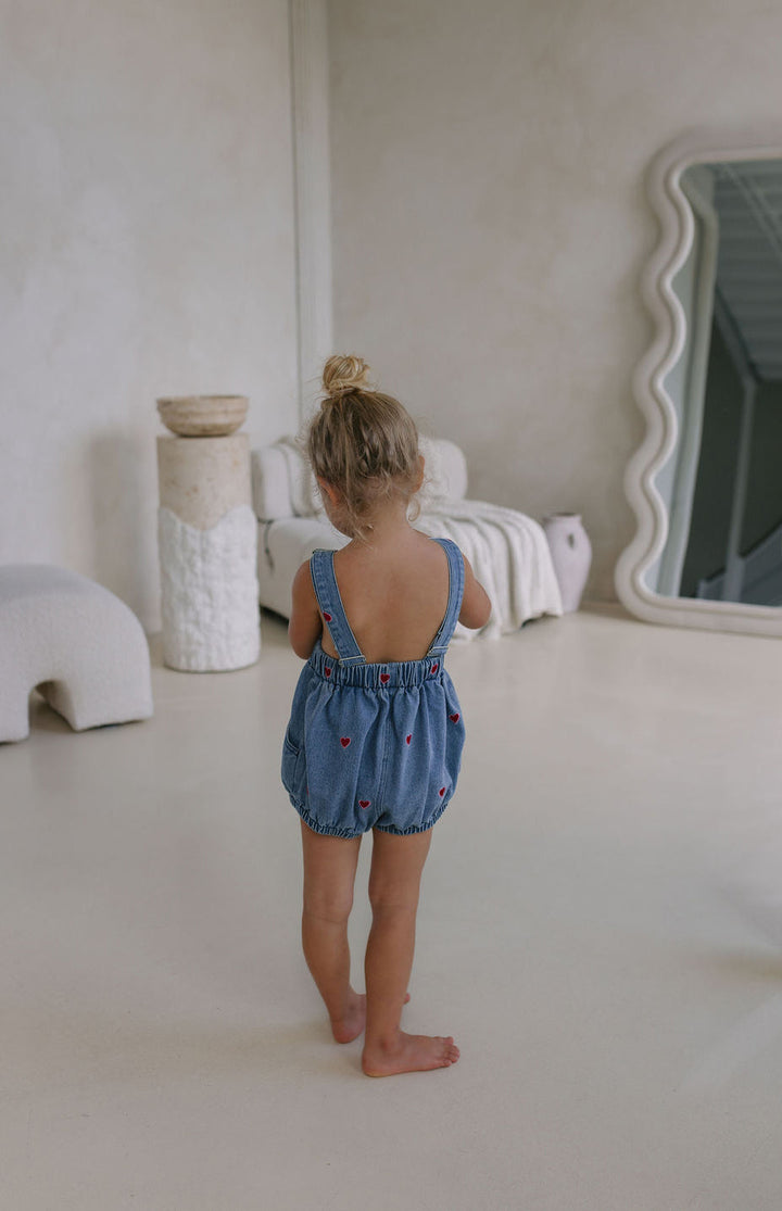 HEART DENIM ROMPER