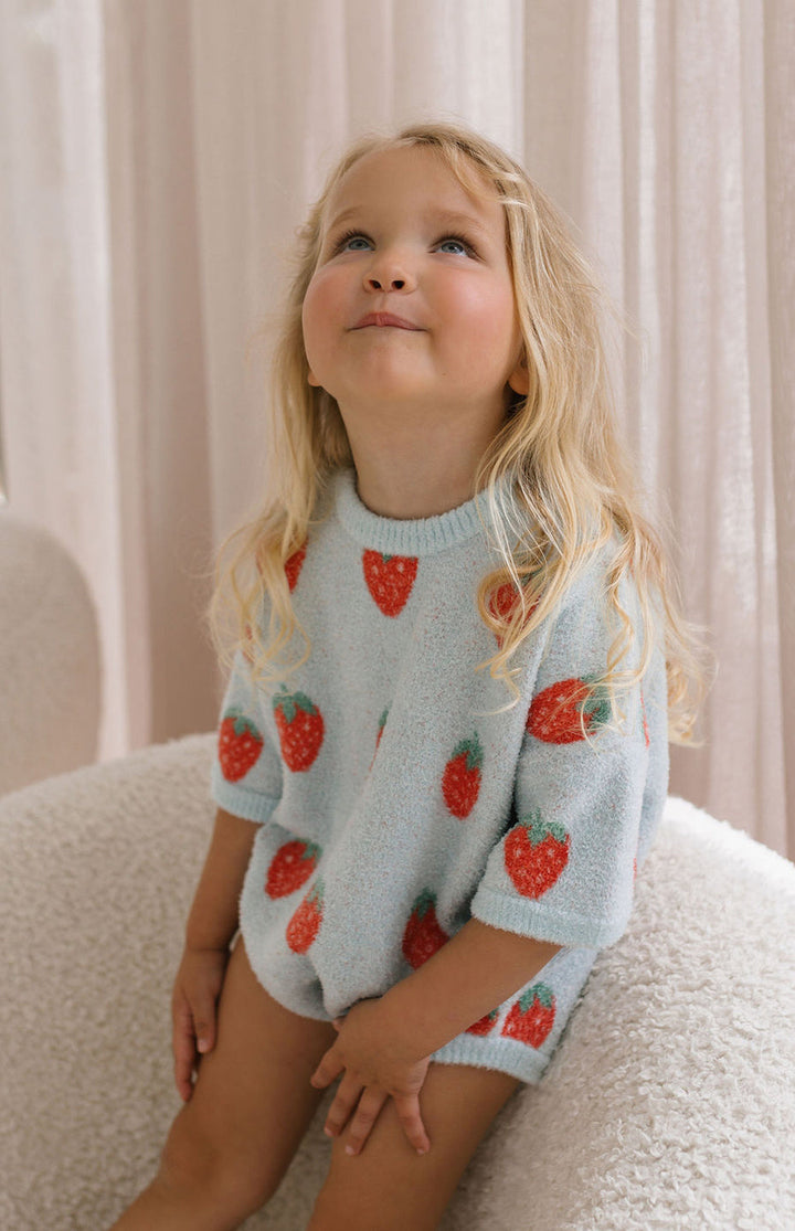 STRAWBERRY ROMPER - SKY