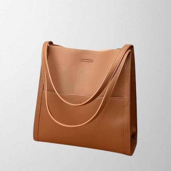 Olivia - Solid colour simple genuine leather shoulder bag