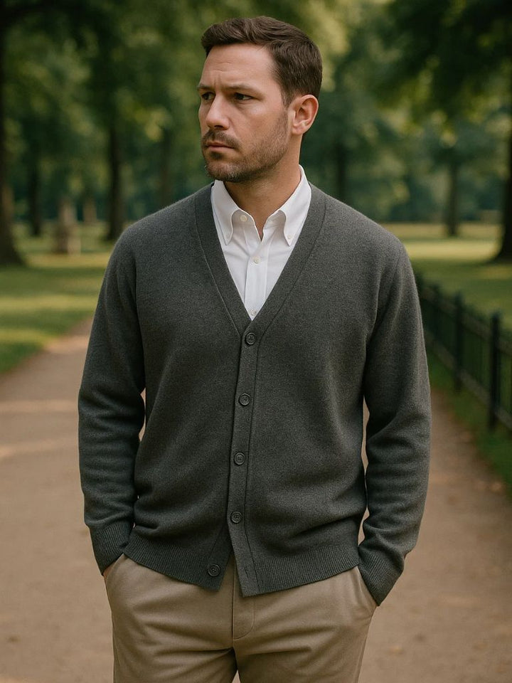 100% Merino Wool V-Neck Cardigan