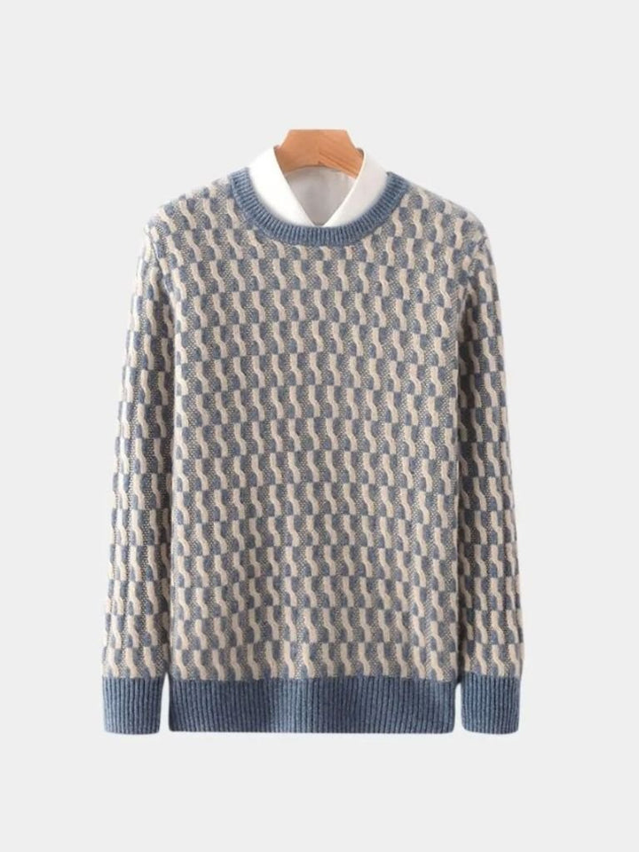 100% Wool Geometric Round Neck Sweater