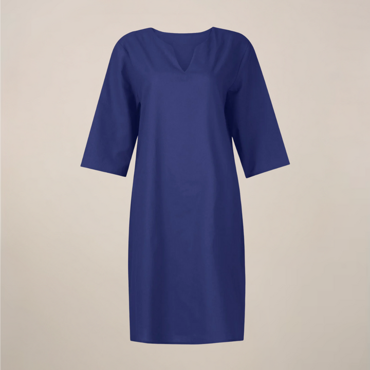 Women’s V-Neck Midi Summer Dress – Button Front with Relaxed Fit