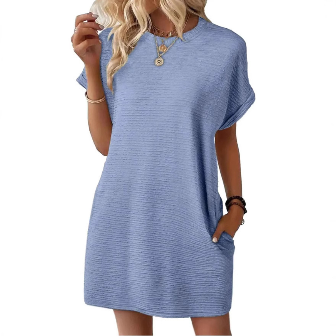 EVASHA™ – Casual Minimalist Round Neck Spring Dress