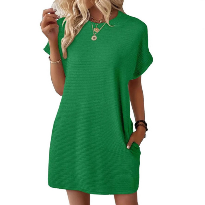 EVASHA™ – Casual Minimalist Round Neck Spring Dress