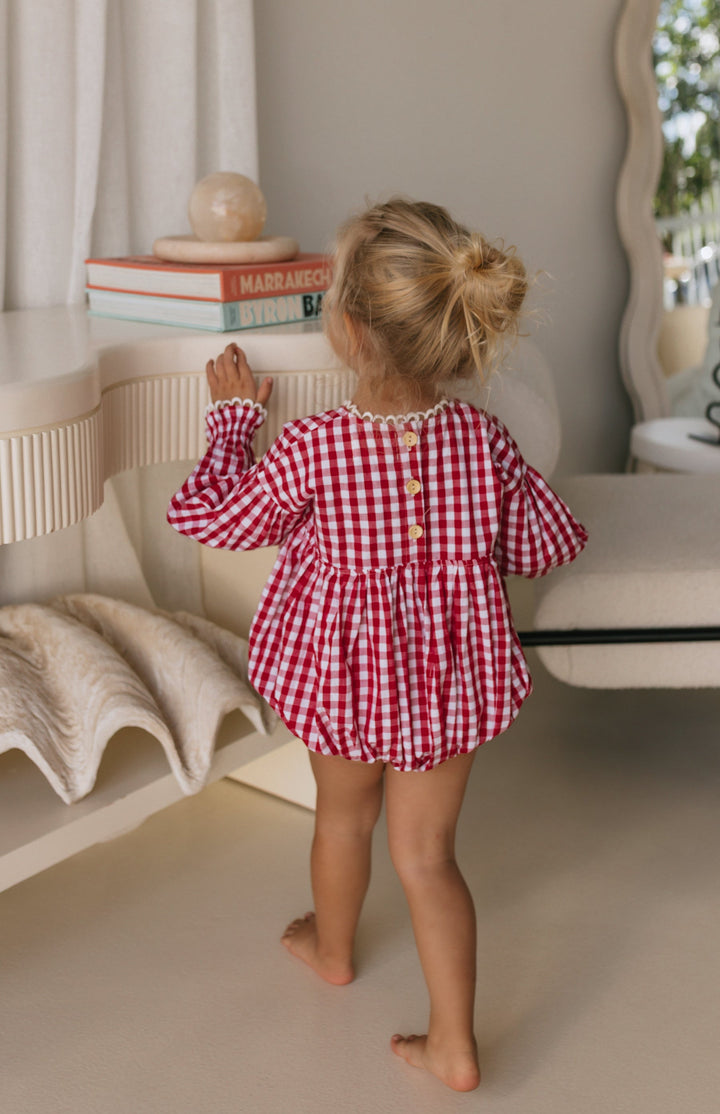 NOELLE ROMPER - CHERRY GINGHAM