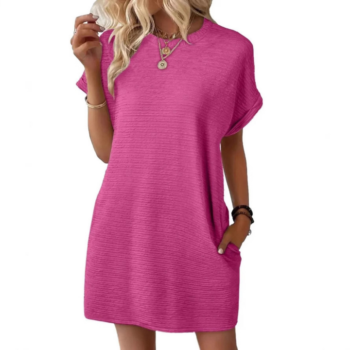 EVASHA™ – Casual Minimalist Round Neck Spring Dress