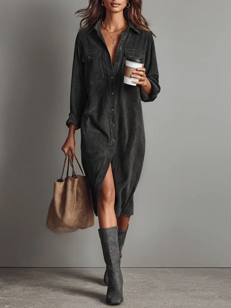 Freya | Corduroy Shirt Dress