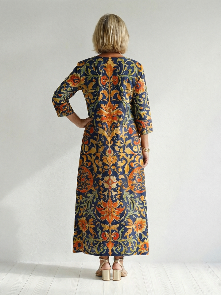 Elise | Clean Ornate Floral Midi Dress