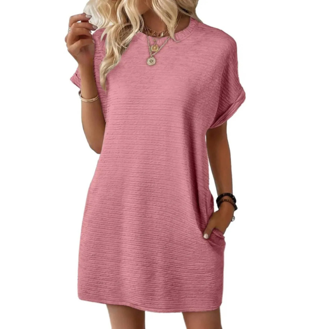 EVASHA™ – Casual Minimalist Round Neck Spring Dress
