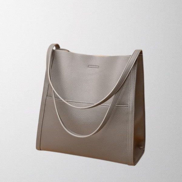 Olivia - Solid colour simple genuine leather shoulder bag