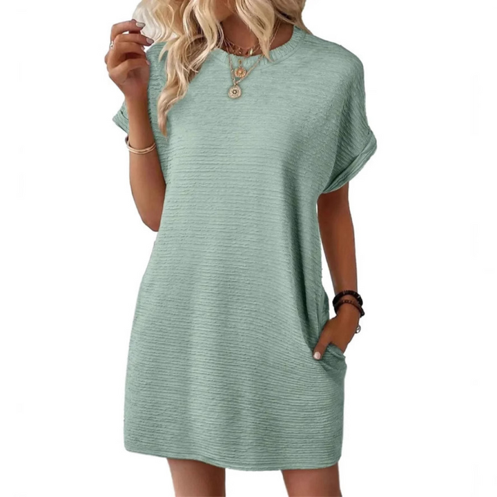 EVASHA™ – Casual Minimalist Round Neck Spring Dress