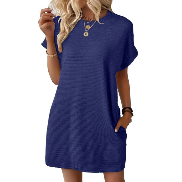 EVASHA™ – Casual Minimalist Round Neck Spring Dress