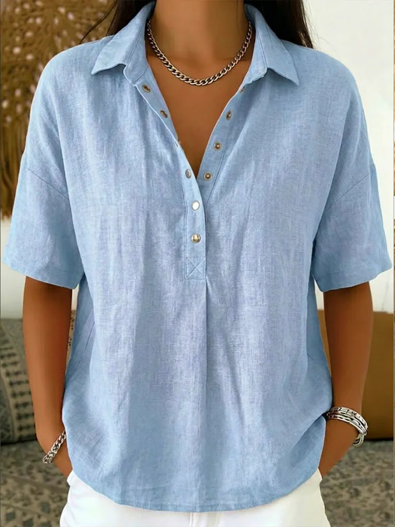 Gillian | Short Sleeve Button Blouse