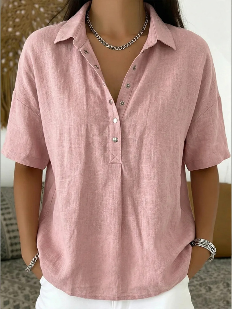 Gillian | Short Sleeve Button Blouse