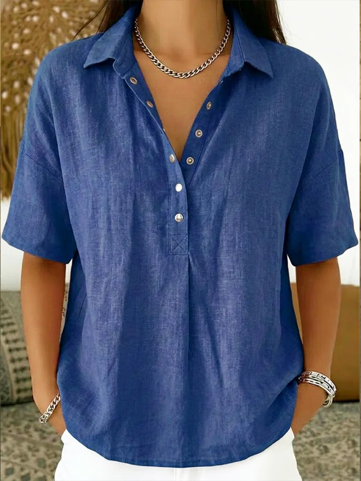 Gillian | Short Sleeve Button Blouse
