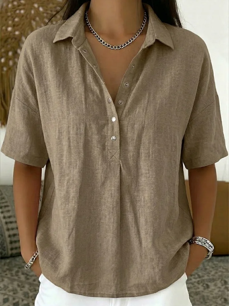 Gillian | Short Sleeve Button Blouse
