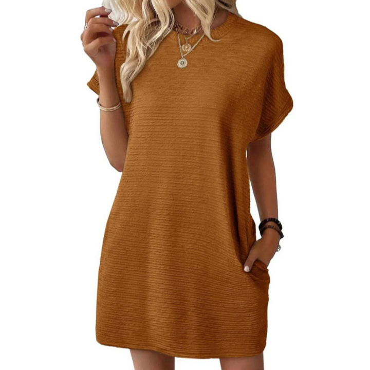 EVASHA™ – Casual Minimalist Round Neck Spring Dress