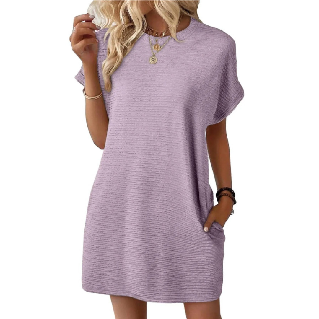 EVASHA™ – Casual Minimalist Round Neck Spring Dress