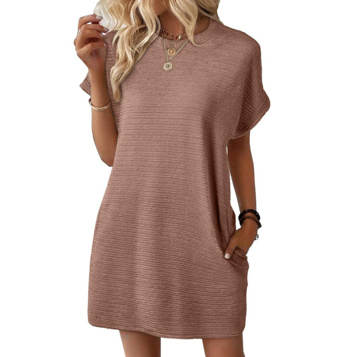 EVASHA™ – Casual Minimalist Round Neck Spring Dress