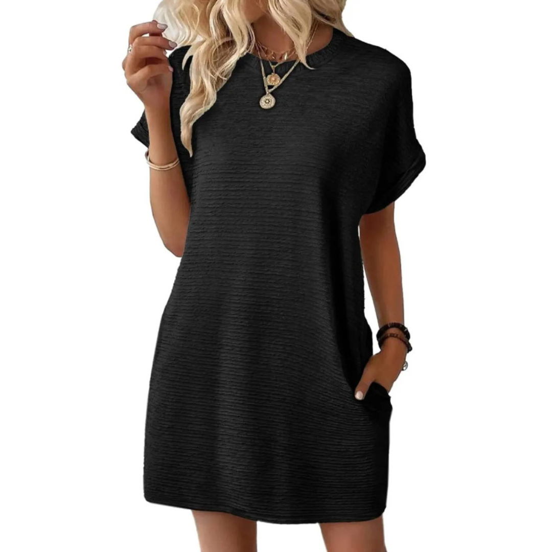 EVASHA™ – Casual Minimalist Round Neck Spring Dress