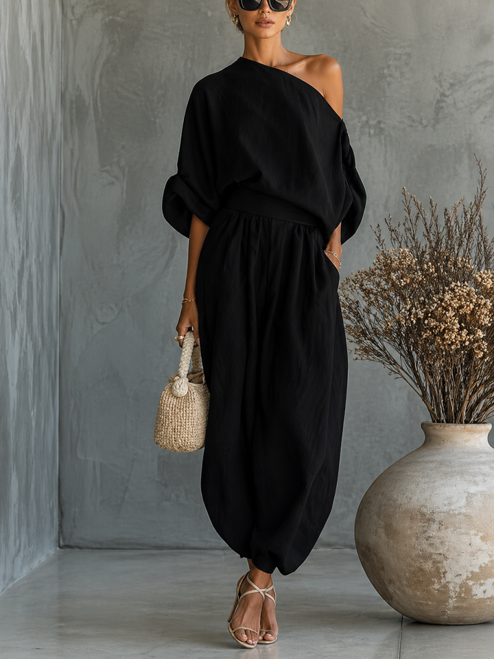 Lisa | Soft Off-Shoulder Top and Tapered Pants Set