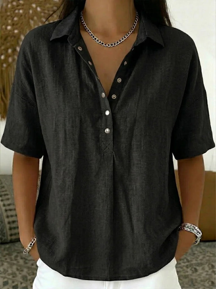 Gillian | Short Sleeve Button Blouse