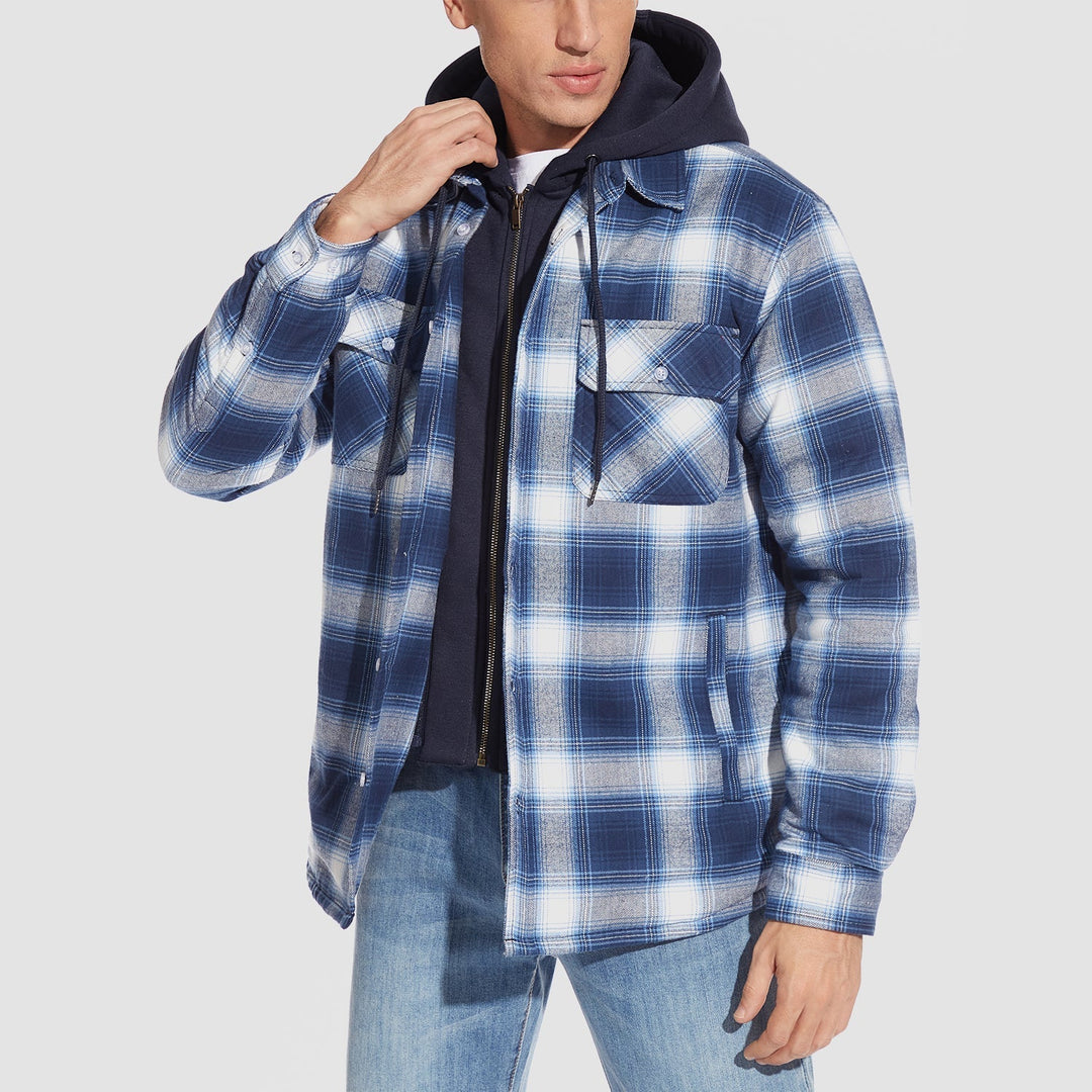 HARRY| FLANNEL JACKET WITH REMOVABLE HOOD
