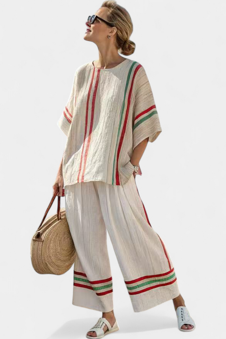 Truvane | Comfortable Boho Print Blouse & Loose-Fit Pants