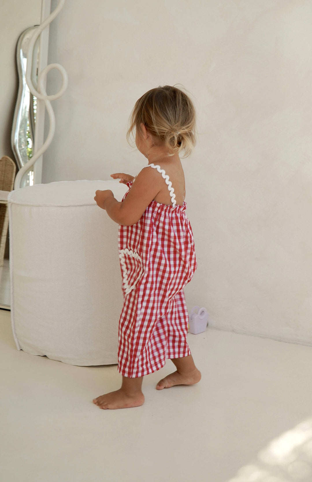 PICNIC RIC RAC JUMPSUIT- CHERRY GINGHAM
