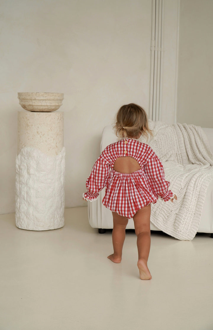 LOLLY ROMPER - CHERRY GINGHAM