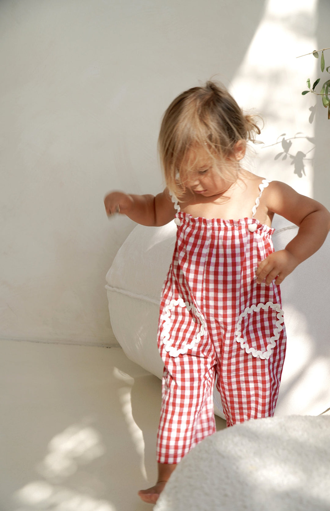 PICNIC RIC RAC JUMPSUIT- CHERRY GINGHAM