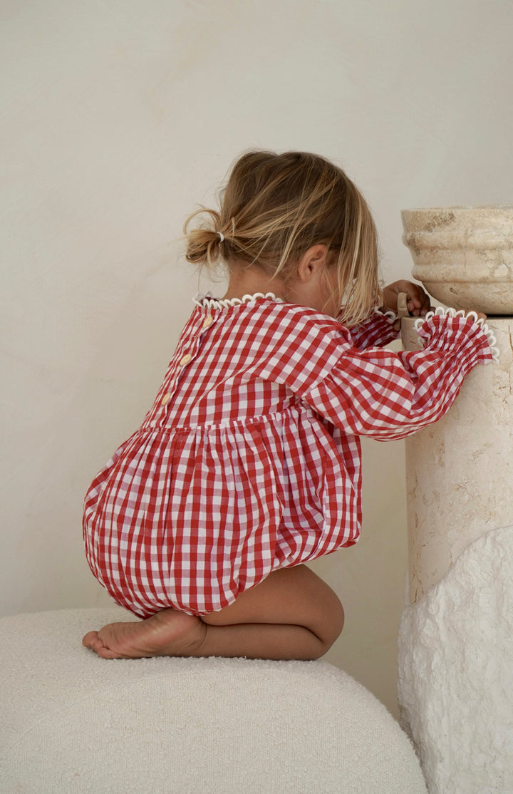 NOELLE ROMPER - CHERRY GINGHAM