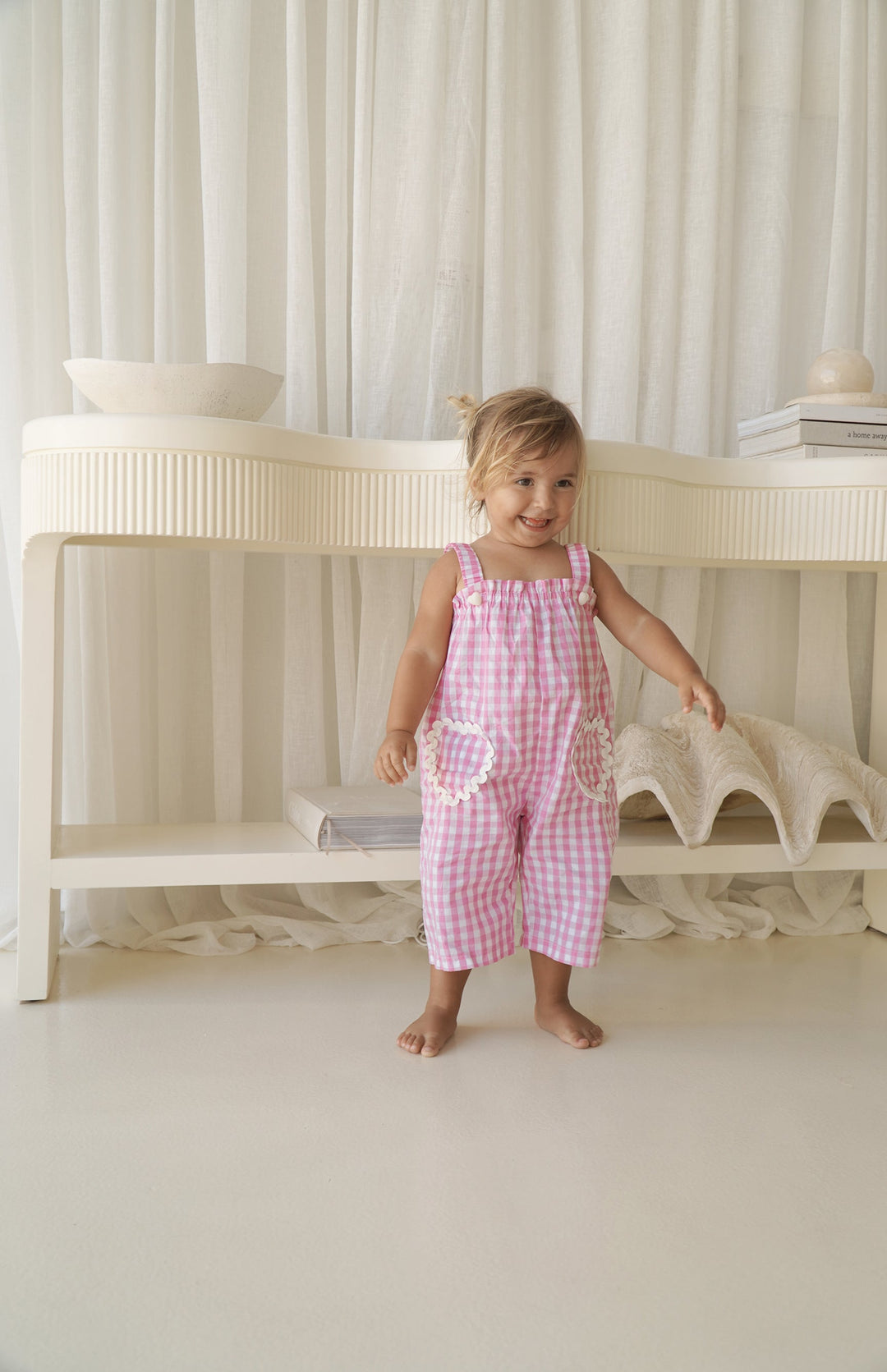 PICNIC RIC RAC JUMPSUIT- PINK GINGHAM