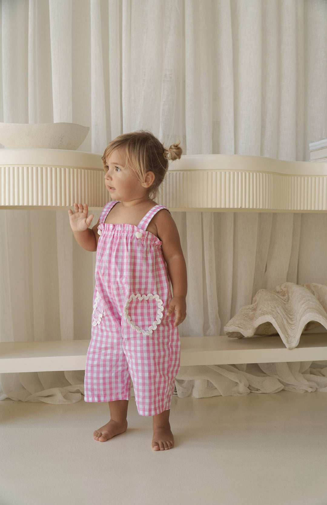 PICNIC RIC RAC JUMPSUIT- PINK GINGHAM