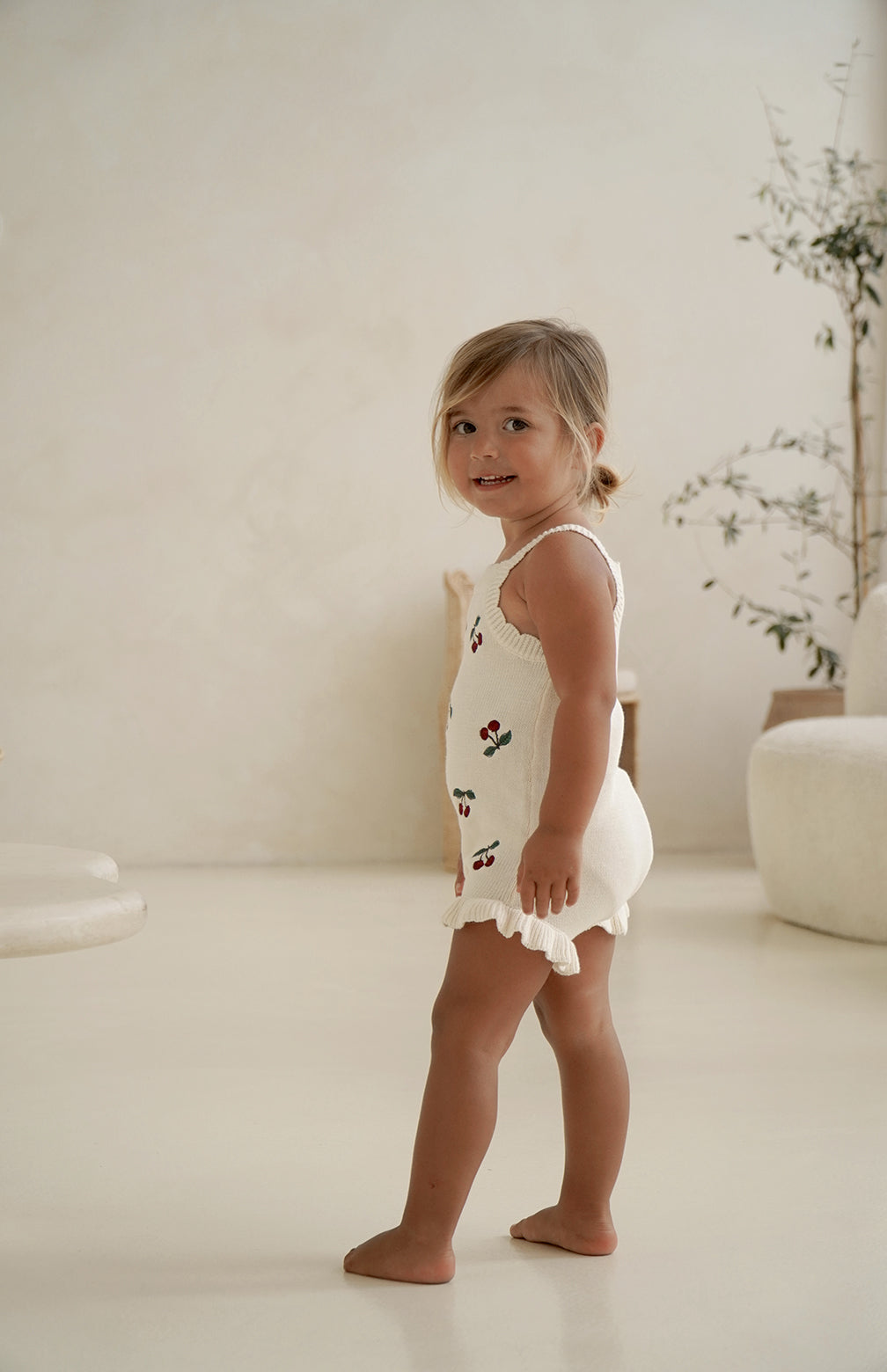 CHERRY KNIT ROMPER