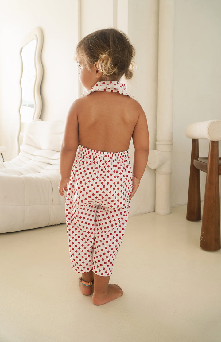 ROSIE JUMPSUIT - CHERRY POLKA