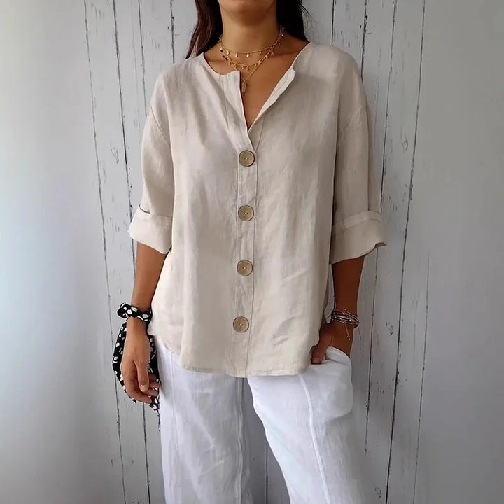 Liora | Women’s V-Neck Button Blouse