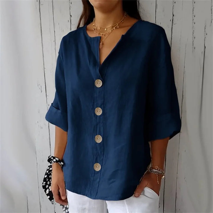 Liora | Women’s V-Neck Button Blouse