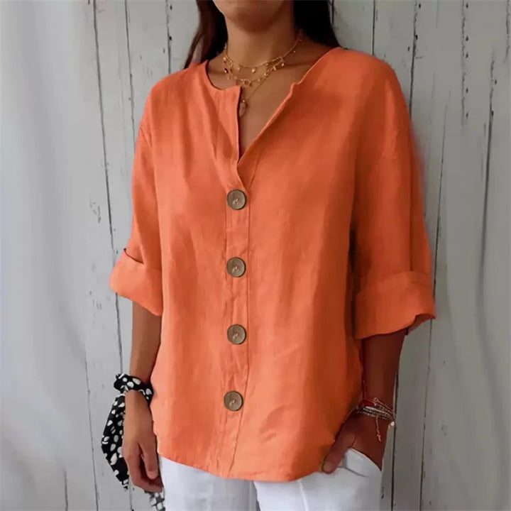 Liora | Women’s V-Neck Button Blouse