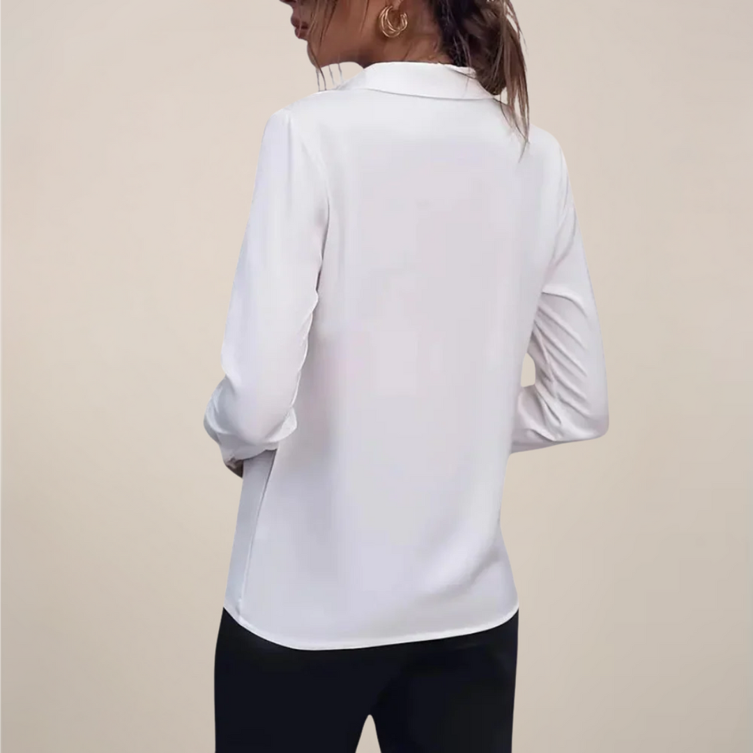 Women’s Elegant Long Sleeve Blouse with Collar - Plain Colours