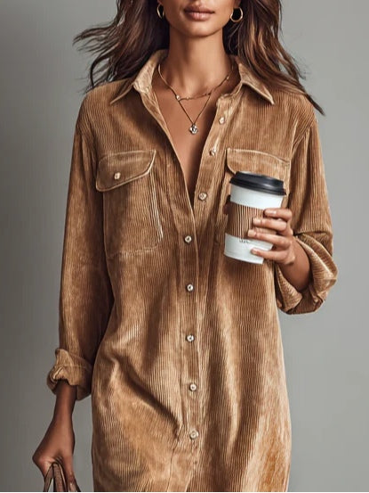 Freya | Corduroy Shirt Dress
