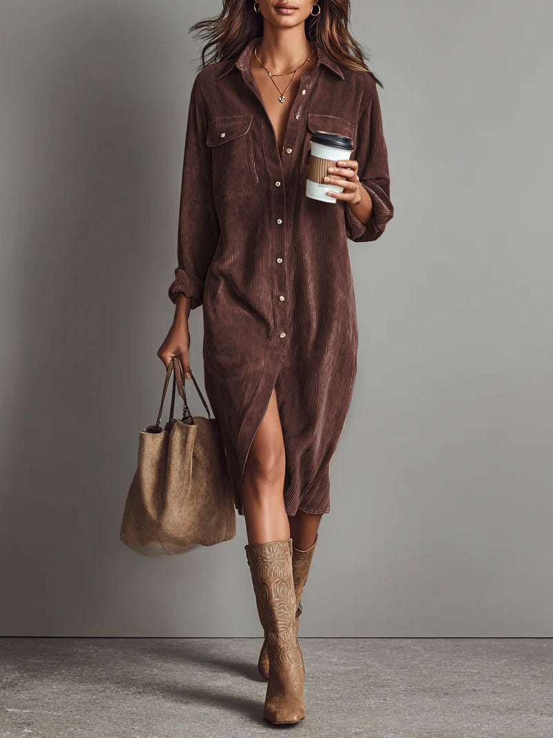 Freya | Corduroy Shirt Dress